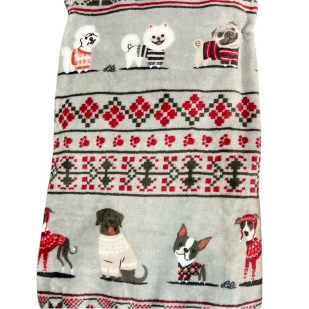 Berkshire - ‘Winter Pups - gray’ plush throw. 60“ x 70“. NWT. Firm!